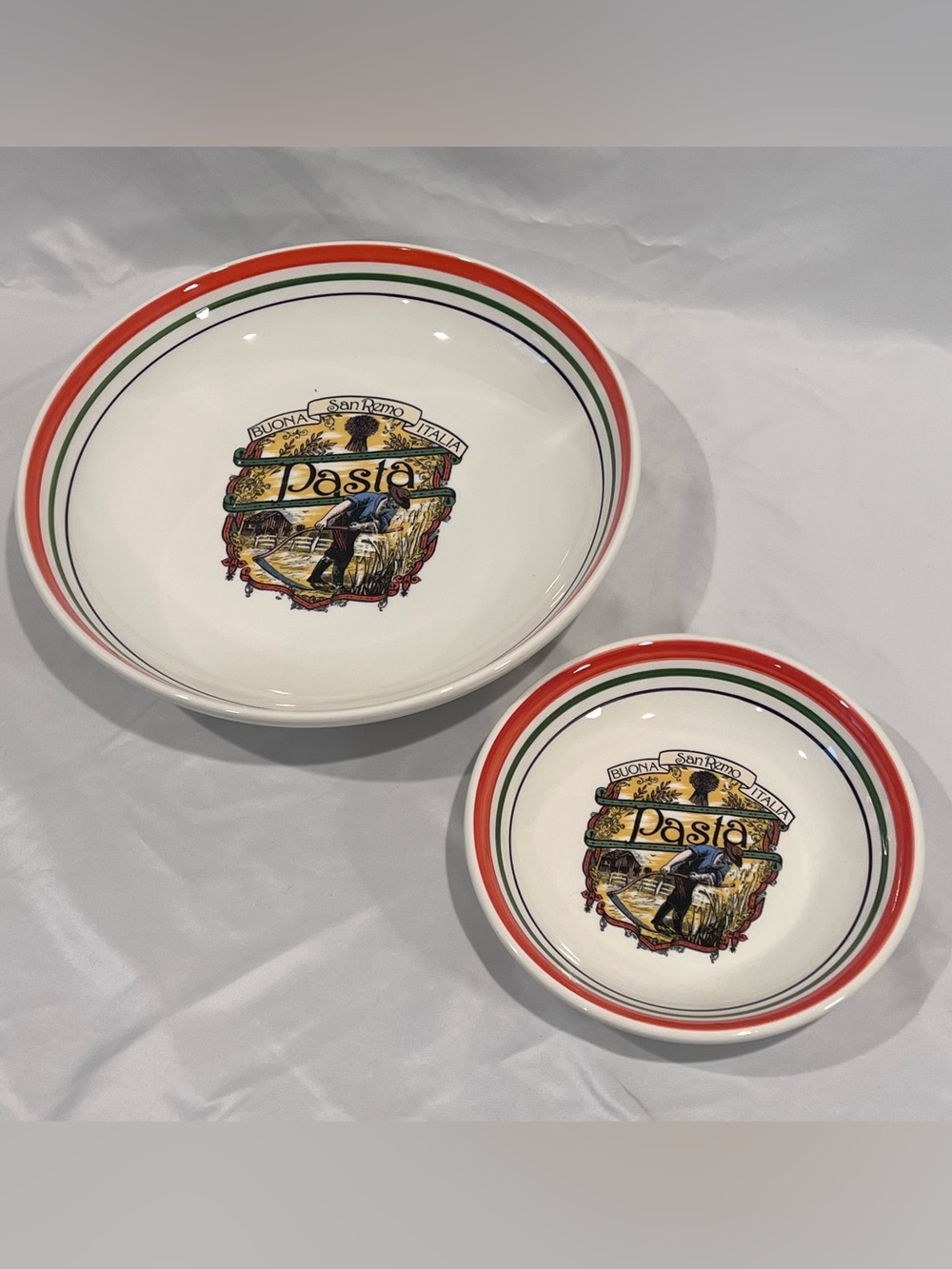 Vintage HiMARK Buona San Remo Italia Pasta Bowls Set 2 Made in Italy